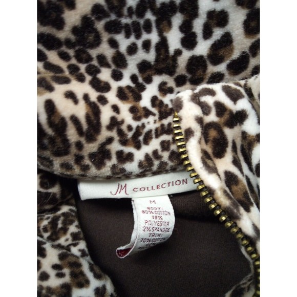 JM Collection Brown/W Leopard Print Full Zip Long Sleeve Women’s Jacket Size M - Picture 4 of 4